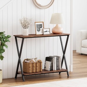 Sofa Tables – Slim Long Console Table for Behind Couch, 2-Tier Industrial Design Entryway Console Table for Living Room, Hallway, and Foyer - 1 of 4