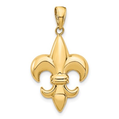 Black Bow Jewelry 14k Yellow Gold Medium Polished Fleur De Lis Pendant