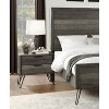 Contemporary Three-Tone Gray Finish Nightstand Perched atop Metal Legs Acacia Veneer Modern Bedroom Furniture - 4 of 4
