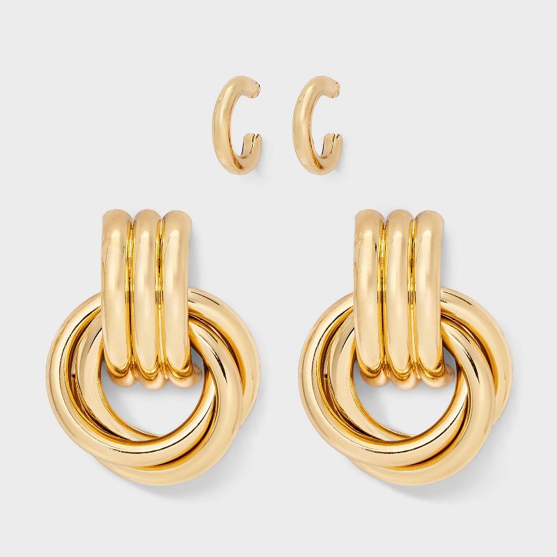 Twisted Ring Door Knocker Earring 2ct - Wild Fable™ Gold