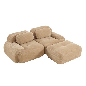 82" Corduroy Modular L-Shaped Sectional Sofa with Ottoman - 1 of 4