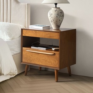Phil 2 - Drawer Nightstand with Integrated Charging Station and Pull-Out Tray丨HULALA HOME - 1 of 4