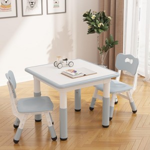 Whizmax Kids Table and 2 Chairs Set with Graffiti Desktop, Height Adjustable Toddler Table and Chairs Set,4 in 1 Activity Table Play Table for Reading - 1 of 4