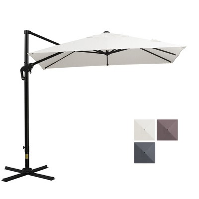 XIYUYEU Outdoor Umbrella8 ft Portable Umbrella Square Cantilever Patio Umbrellas with Crank and Cross Base for Patio£¬ Off White
