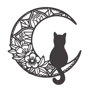 Collections Etc Cat on Cutout Floral Crescent Moon Metal Wall Art - 1 of 2