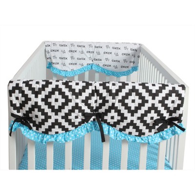 Bacati - Love Black/Turquoise set of 2 Small Side Crib Rail Guard Covers