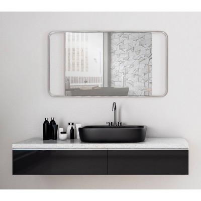 Sophisticated Silver Metal Framed Rounded Rectangular Vanity Mirror 20"x36"
