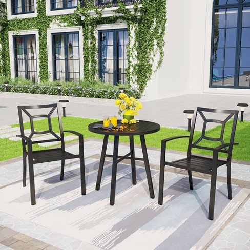 3pc Metal Table & Chairs - Black - Captiva Designs : Target