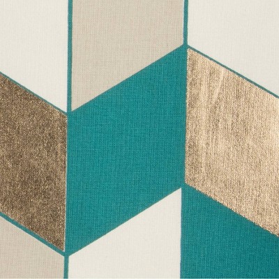 Teal and Gold Geometric Cotton Square Throw Pillow