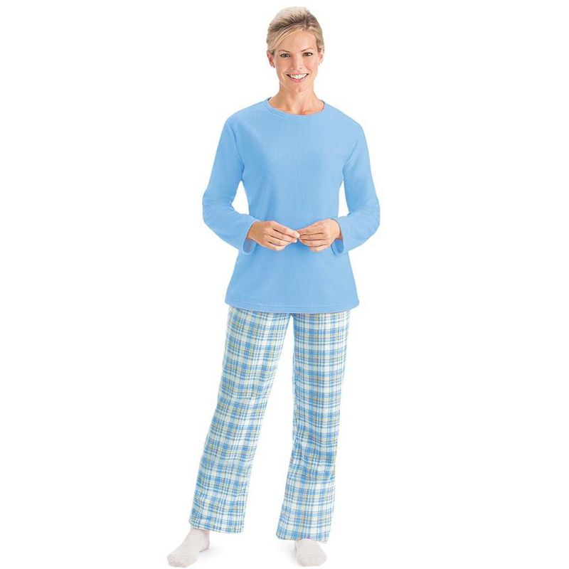 Collections Etc Fleece Pajama Set with Plaid Pants, 3 of 4