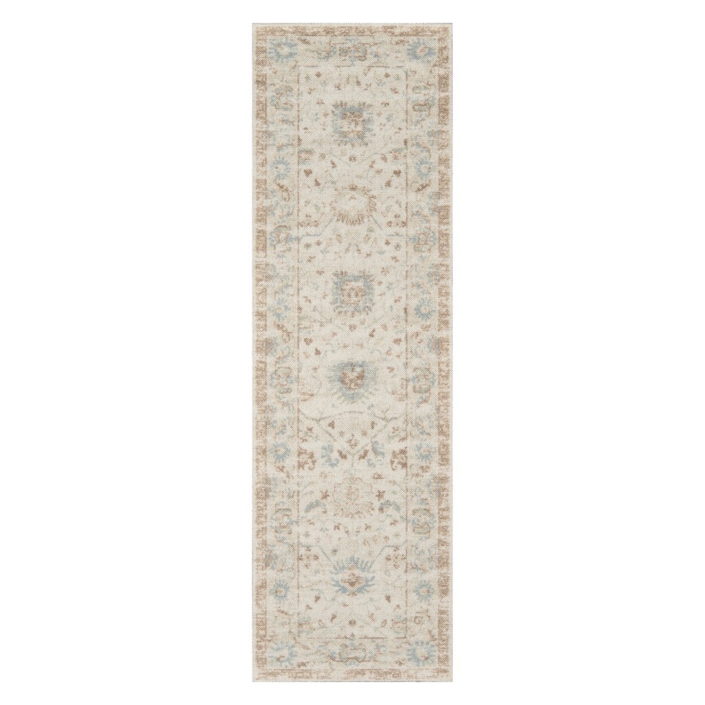  Floral Loomed Runner Beige