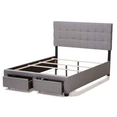 Contemporary Gray Queen Upholstered Storage Bed with Tufted Headboard