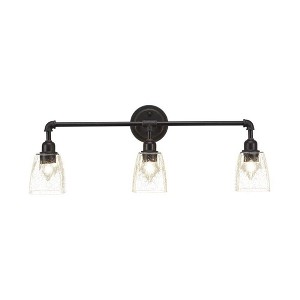 Toltec Lighting Vintage 3 - Light Vanity in  Dark Granite with 4.5" Square Clear Bubble Shade - 1 of 1