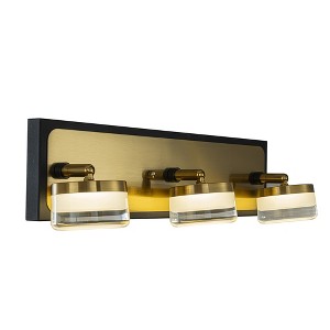 ALOADECOR Modern Integrated LED Bathroom Vanity Light in Black and Brass Finish with White Acrylic Shade Contemporary Adjustable Head Wall Sconce - 1 of 4