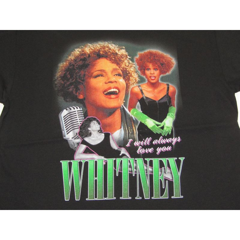 Whitney Houston I Will Always Love You Screen Print Men's Black T-shirt, 2 of 4