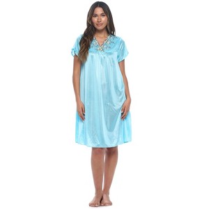 Casual Nights Women's Fancy Lace Neckline Silky Tricot Nightgown - 1 of 4