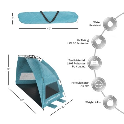 Turquoise Pop-Up Beach Tent with UV Protection and Mesh Windows