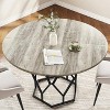 Round Table for 4 to 6 People, 120cm Dining Table with Metal Base in Diamond Shape, Round Farmhouse Wood Table for Kitchen, Living Room - 3 of 4