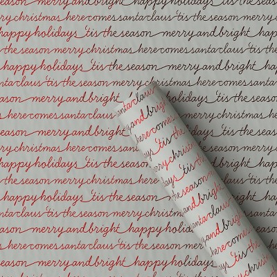 30” 20 sq ft Christmas Roll Wrap Holiday Sentiments on Grey - Wondershop™