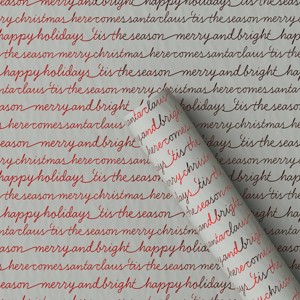30” 20 sq ft Christmas Roll Wrap Holiday Sentiments on Grey - Wondershop™ - 1 of 3