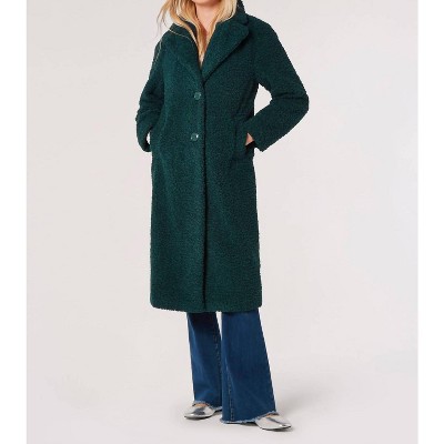 Women's Longline Borg Coat - APRICOT