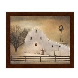 Courtside Market White Barn Holiday 8x10 Framed Art Board - 1 of 2