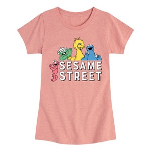 Girls' - Sesame Street - Group Fitted Short Sleeve Graphic T-Shirt - 1 of 4