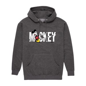 Men's - Disney - Mickey Name Glitch Graphic Fleece Pullover Hoodie - 1 of 4