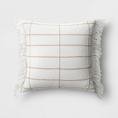 Oversized Woven Grid Outdoor Throw Pillow Ivory - Threshold&#8482;