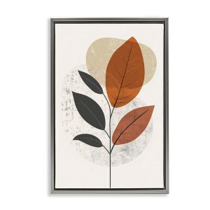 Stupell Industries Autumnal Neutral Leaves Black Framed Floater Canvas Wall Art - 1 of 4