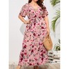YESFASHION Women Plus Size Wrap Dress High Waist Short Sleeve Ruffle Casual Summer Maxi Dresses with Belt - 4 of 4