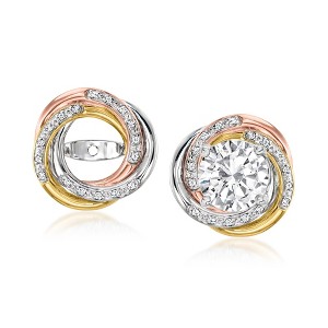 Ross-Simons 0.10 ct. t.w. Diamond Swirl Earring Jackets in Tri-Colored Sterling Silver - 1 of 4