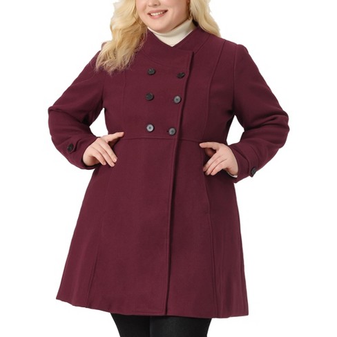 Agnes Orinda Women s Plus Size Stand Collar Pockets Double Breasted Trendy Winter Coats Target