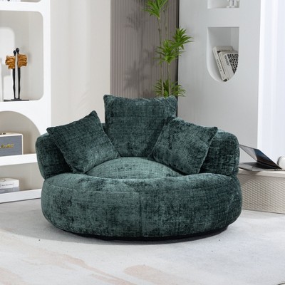VYNXARIA Lazy Sofa Durable Comfort Lounger High Back Bean Bag Chair Couch With Three Pillows,Emerald Chenille