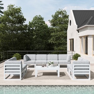 LayinSun 9-Piece Large Outdoor Modular L-Shaped Sectional Set with Coffee Table - 1 of 4