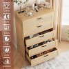5-Drawer Rattan Dresser with Power Outlets – 47.27” Tall Wood Chest of Drawers with Metal Handles for Bedroom, Living Room, Closet, Hallway - 4 of 4