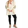 Women's Floral Embroidered Peasant Dress - Velzera - 4 of 4