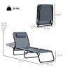 2 Folding Chaise Lounge Pool Chairs with 4-Position Reclining Back, Pillow, Breathable Mesh & Bungee Seat - 3 of 4