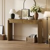 Solid Wood + MDF Entryway Console Table with Oval Top, Fluted Legs, 2 Storage Drawers and Natural Wood Grain Veneer - 2 of 4