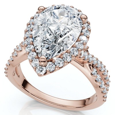 Pompeii3 Certified 3Ct Pear Shape Diamond Engagement Ring 14k Gold or Platinum Lab Created