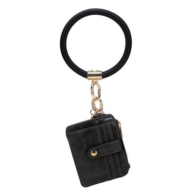 MKF Collection Jordyn Vegan Leather Bracelet Keychain with a Credit Card Holder by Mia K