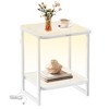 Cloud White & Pearl White End Table - 2 - Tier Side Table with LED Lights. Modern Nightstand with Frosted Glass and Bottom Shelf for Bedroom - 3 of 4