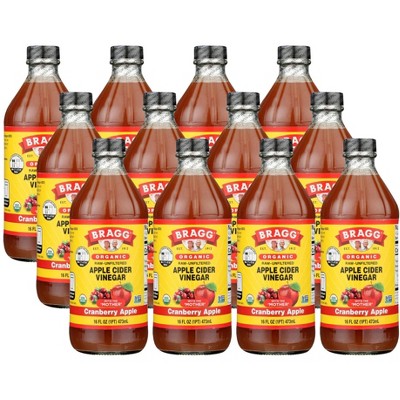 Bragg Organic Raw Unfiltered Cranberry Apple Cider Vinegar - Case of 12/16 oz