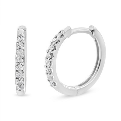 Haus of Brilliance 10K White Gold 1/5 Cttw Round-Cut Diamond Modern Hoop Earrings
