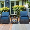 GDFStudio Foster 5 Piece Iron and PE Rattan Outdoor Waterproof Upholstered Seating Set with Ottomans and Accent Table - 2 of 4