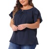 Agnes Orinda Women's Plus Size Elegant Pleated Petal Tulip Short Sleeve Office Work Summer Blouses - 2 of 4