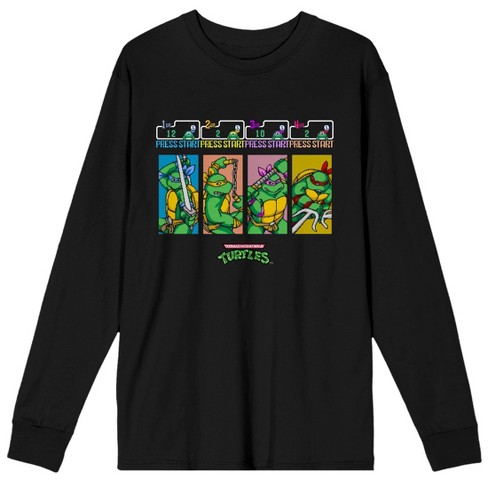 Classic TMNT Cartoon Ninja Turtles Panel Men's Black Long Sleeve Shirt - image 1 of 1