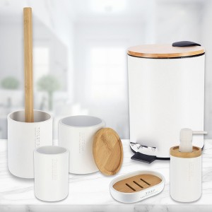 Evideco French Home Goods Bathroom Accessories with Natural Accents, Modern 6-piece Set - 1 of 4