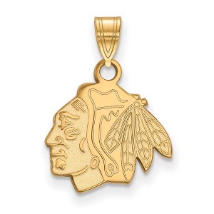 Black Bow Jewelry 14k Yellow Gold Chicago Blackhawks NHL Small Pendant - 1 of 3