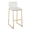 LumiSource Set of 2 30" Mason Mara Barstools Gold Metal Walnut Wood/White PU Leather - 2 of 4